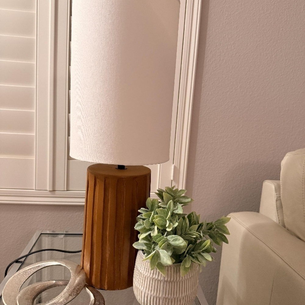 Modern White and Brown Table Lamp - Picture 4 of 7